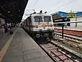 New Delhi-Lucknow Tejas Express powered by WAP-7, standing at New Delhi.