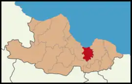 Map showing Tekkeköy District in Samsun Province