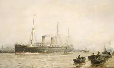 Illustration of Teutonic leaving Liverpool