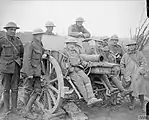 Gunners of the Royal Marine Artillery by a captured German 105 mm FH 98/09 field howitzer during the Battle of Arras, April 1917.