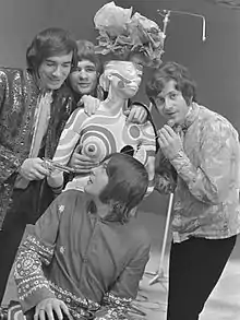 The Flower Pot Men (1967) From left to right: Neil Landon, Pete Nelson, Robin Shaw (Shaw, bottom middle), and Tony Burrows