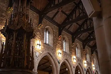 Pre-reformation font cover, and the clerestory