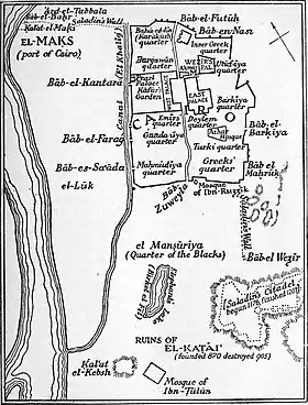 Old black-and-white map of Cairo