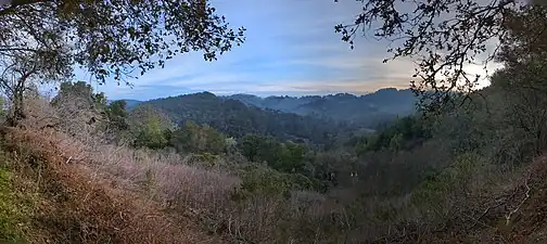 Panoramic view east from Selby Trail, near Wildcat Canyon Road