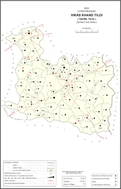 Map showing Belwa Hasanpur (#144148) in Tiloi CD block