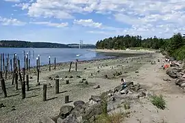 Titlow beach and the remnants of ferry piers