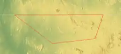 Topographic map of Bir Tawil (outlined in red)