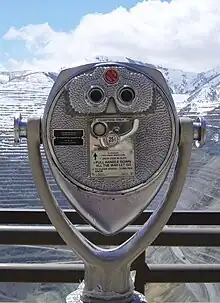 A pair of Tower Optical coin-operated binoculars