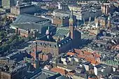 Aerial view, with surrounding buildings