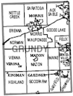 Map of Grundy County, Illinois.