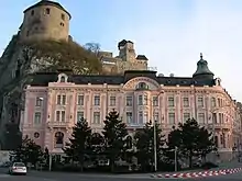 Trenčin Castle above the Hotel Tatra (Elisabeth)