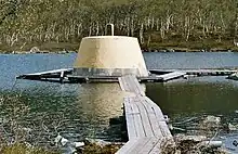 The Treriksröset cairn located at the point where Sweden, Norway and Finland meet.