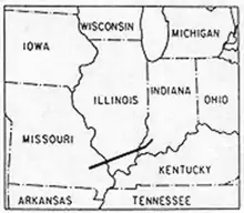 Black-and-white chart showing a bold line crossing three states.