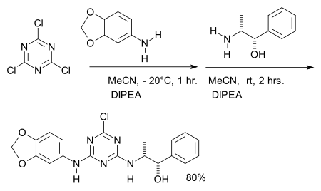 Example use cyanuric chloride in pharma WO 03101980 patent