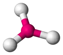 Skeletal model of a trigonal molecule with a central atom (boron) symmetrically bonded to three peripheral (chlorine) atoms