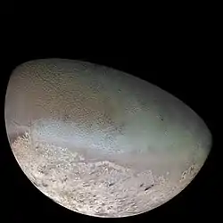 Color mosaic of Voyager 2 Triton