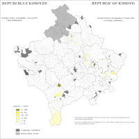 Distribution of Turks in Kosovo by settlements.