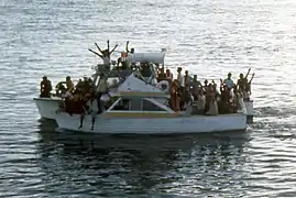 An overloaded boat of Marielitos in Key West