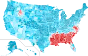 County swing from 1960 to 1964