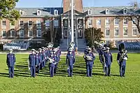 The U.S. Coast Guard Band in marching formation.