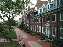 Brown and Sypherd Residence Halls, University of Delaware. Much of the central campus is built in Colonial Revival style.