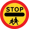 Stop, crossroads by children