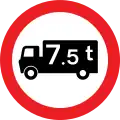 No goods vehicles exceeding a weight of 7.5 t