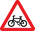 Road with special measures for cyclists.