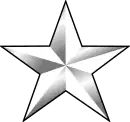 One white metal stars in a horizontal row