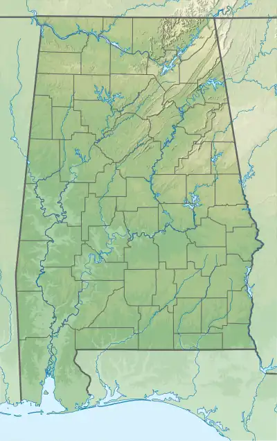 Location of Logan Martin Lake in Alabama, USA.