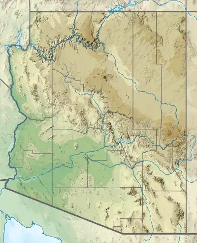 Location of reservoir in Arizona, United States