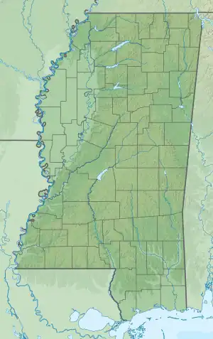 Location of Enid Lake in Mississippi, USA.