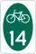 New York State Bicycle Route 14 marker