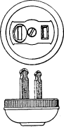 U.S. Patent 1,180,648 fig. 4 and 5, showing a concept for polarized receptacle and plug.