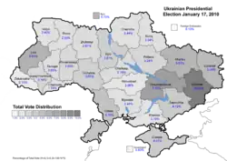 Total vote distribution (first round) – percentage of total national vote