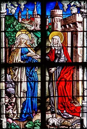 The Visitation - Detail of the stained glass by Peter Hemmel