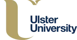 Ulster University re-branded logo, showing the left-hand side, bowl and top-right serif of a capital U in gold and the words 'Ulster University' in navy blue sans-serif