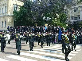 Musicians of the National Exemplary Band of the Armed Forces of Ukraine.