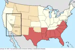 Map of the change to the United States in central North America on January 18, 1867