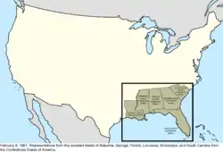 Map of the change to the international disputes involving the United States in central North America on February 8, 1861