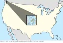 Map of the change to the international disputes involving the United States in central North America on October 21, 1872