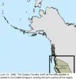 Map of the change to the United States in northwest North America on June 15, 1846