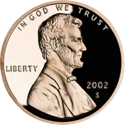 The Lincoln cent, an American coin portraying Lincoln.