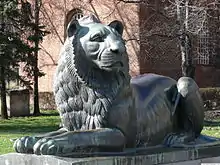 Lion sculpture at the Monument to the Unknown Soldier in Sofia, Bulgaria.