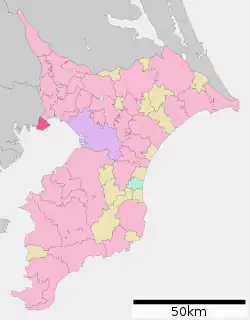 Location of Urayasu in Chiba Prefecture