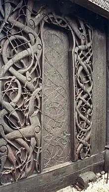 The eponymous carving on the Urnes stave church is an example of the Urnes style, Norway