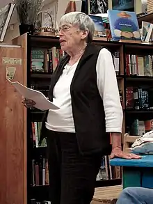 Le Guin giving a reading in 2008