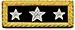 An insignia with a navy blue background and three silver stars