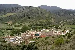 Vistabella de Huerva below Sierra de Herrera range