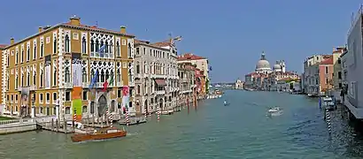 The Grand Canal from Ponte dell'Accademia; in the foreground Palazzo Cavalli-Franchetti, in the distance Santa Maria della Salute